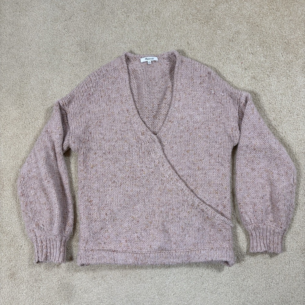 Madewell Beresford Wrap Front Pullover Sweater AD045 Small Pink Long Sleeve